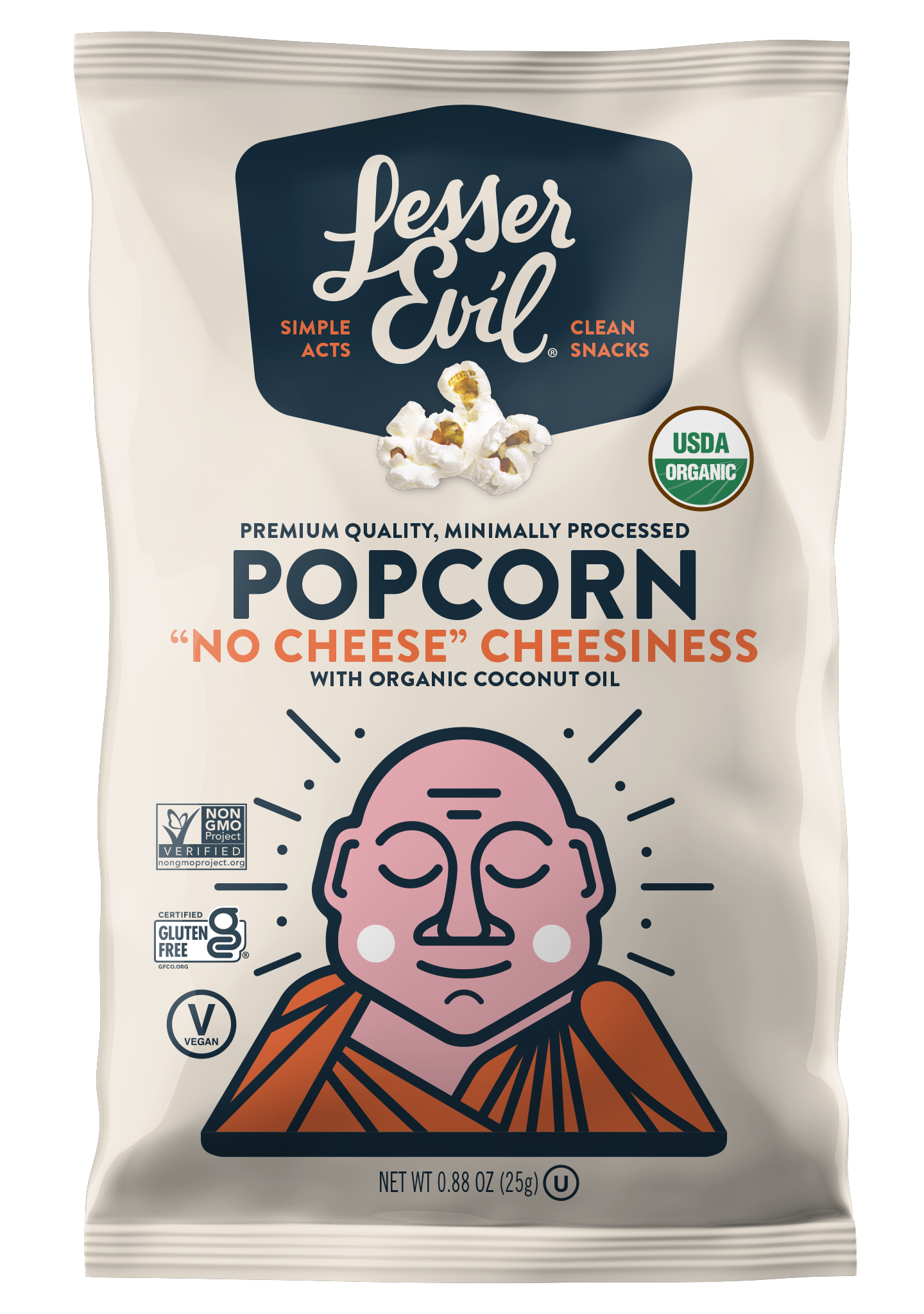 Organic Popcorn, "No Cheese" Cheesiness .88 oz